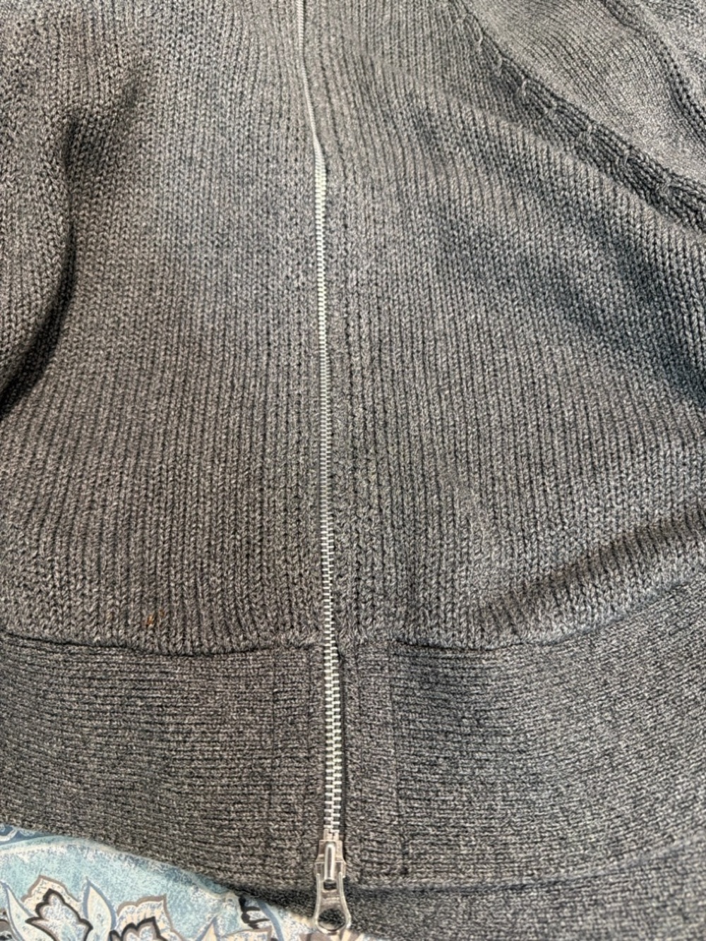 Cotton by Autumn Cashmere 100% Cotton Zip Up Poncho Sweater Charcoal Grey Small - Picture 6 of 13